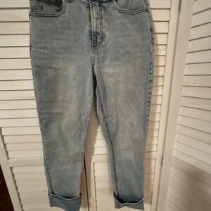 Frye Light Wash Straight Leg Jeans | Cuffed Hem| Classic Denim